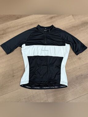 Pedal Mafia Cycling Men’s Small Core Jersey Block Black White 3 Pocket 1/4 Zip